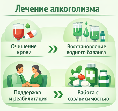 лечение алкоголизма в Далматово этапы